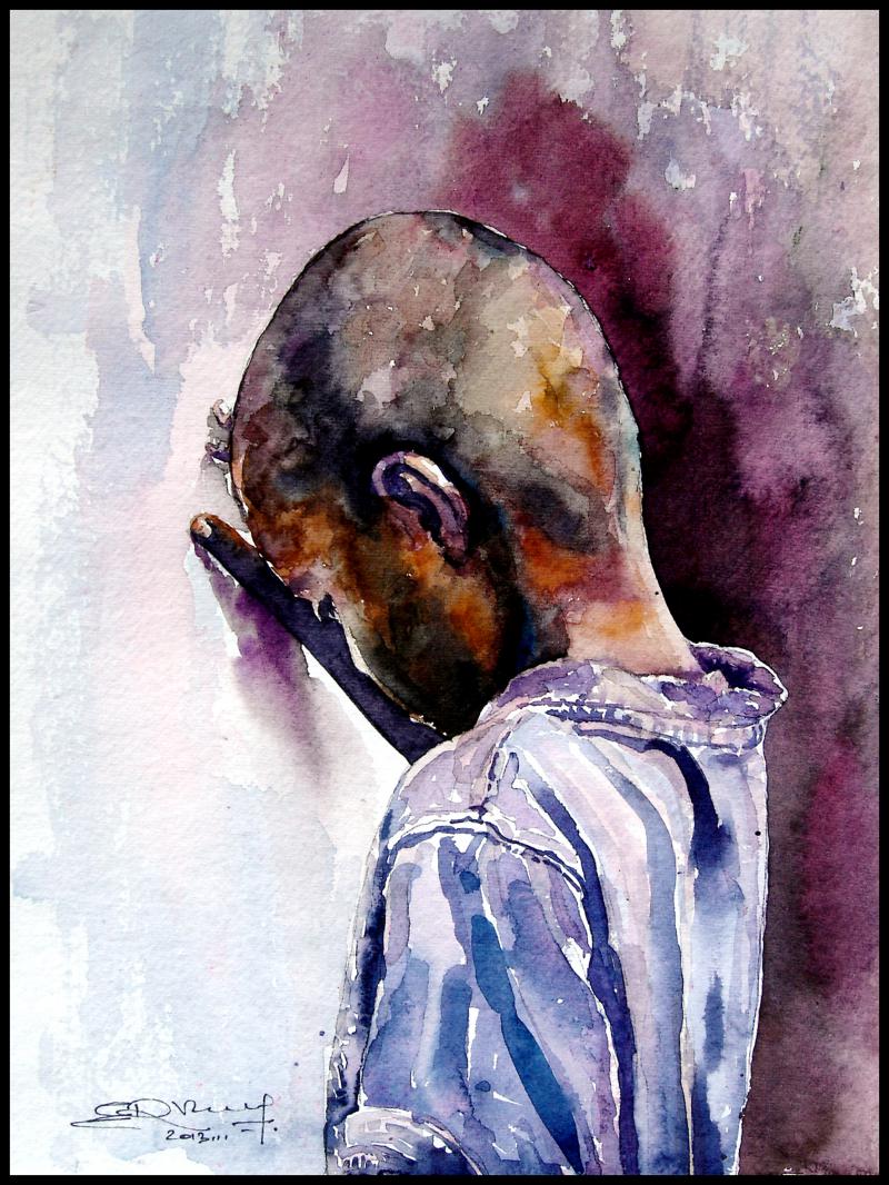 800x1066 Village Children 2 By Artist Srv Artist Figurative Art - Children Watercolor