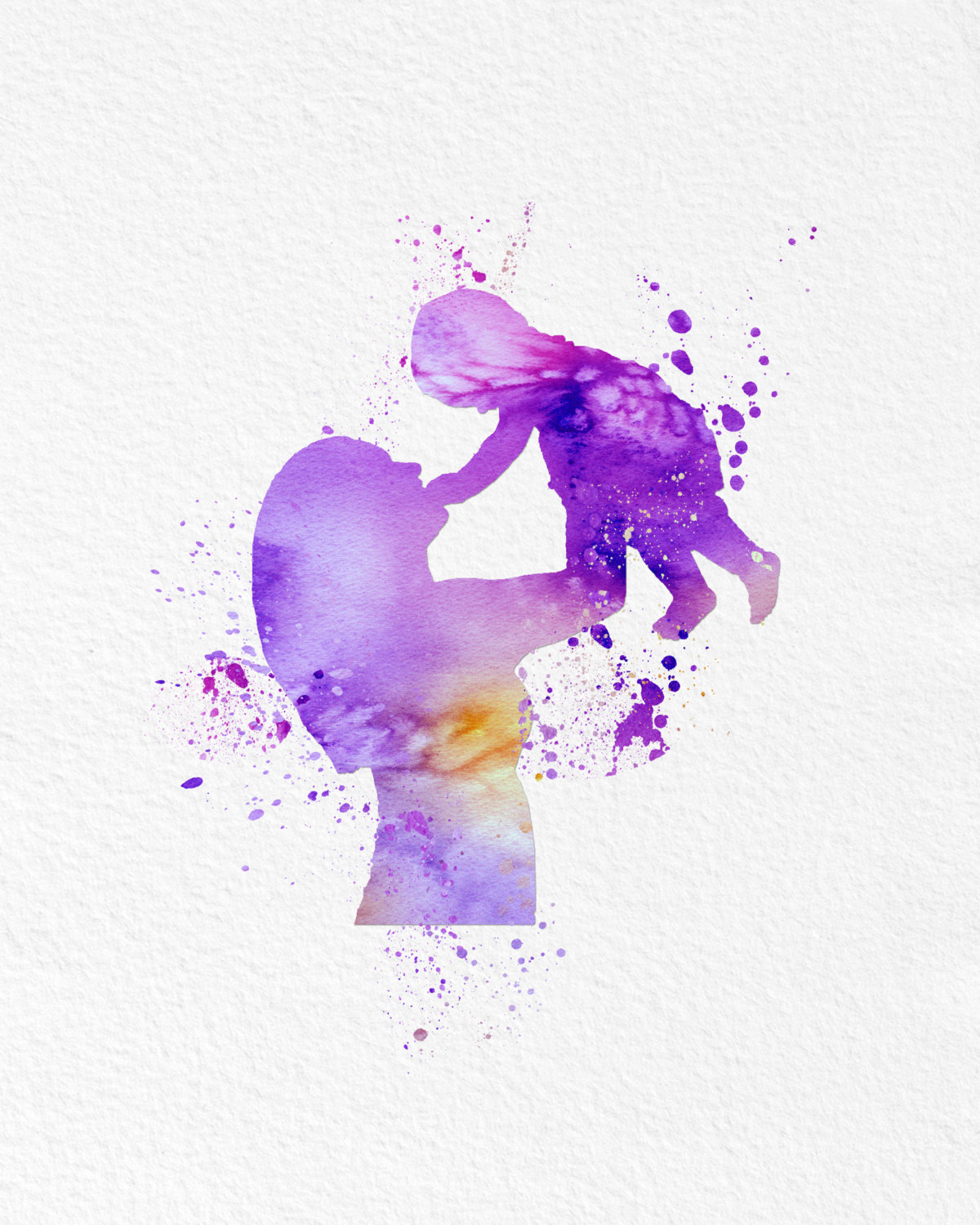 1200x1500 Watercolor Art Mother And Child Modern 8x10 Wall Art Decor Mother - Children Watercolor