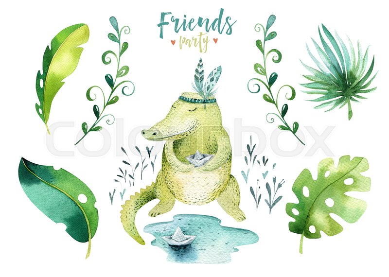 800x570 Baby Animals Nursery Isolated Illustration For Children - Children Watercolor