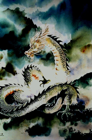 317x478 Dragon Watercolor Watercolor 1999 84 X 59cm [Sold] - Chinese Dragon Watercolor