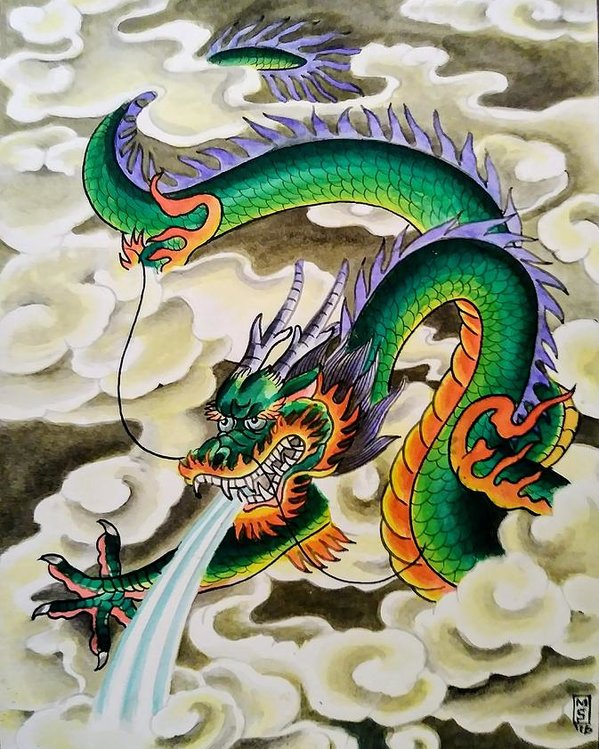 599x749 Chinese Dragon Poster By Mark Stopke - Chinese Dragon Watercolor