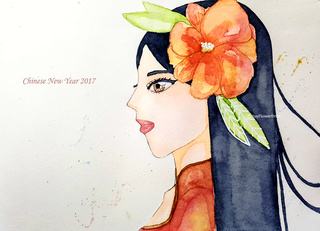 320x231 Happy Chinese New Year Guys!! This Is A Watercolor Painting, I - Chinese New Year Watercolor