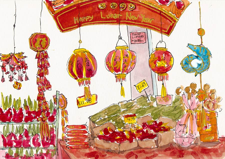 900x636 Happy Lunar New Year - Chinese New Year Watercolor