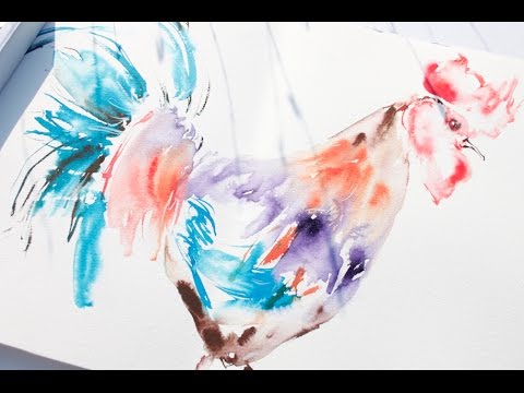 480x360 Watercolorink Rooster Tutorial Chinese New Year! - Chinese New Year Watercolor