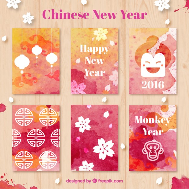 626x626 Watercolor Chinese New Year Cards Vector Free Download - Chinese New Year Watercolor