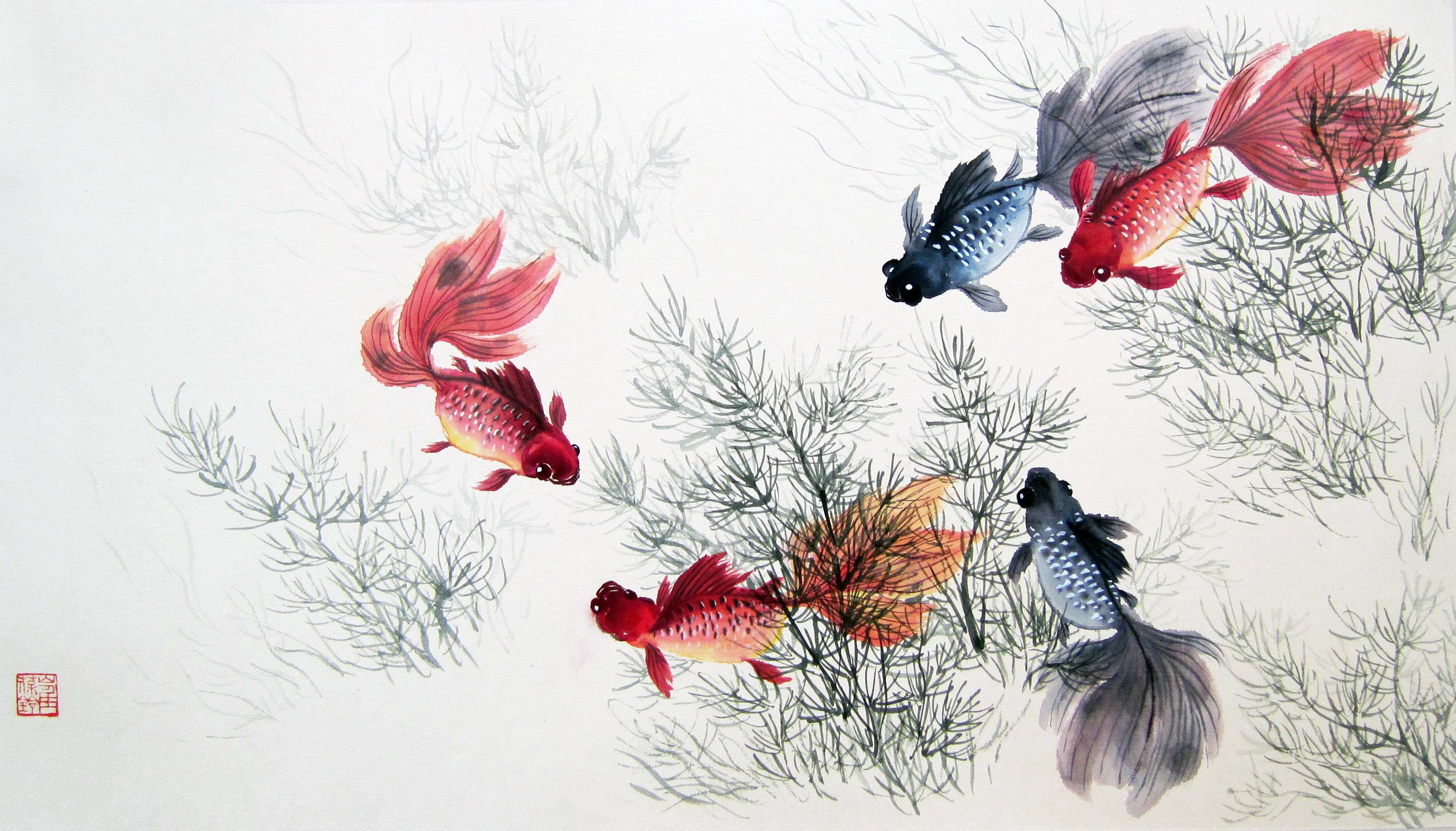 3360x1917 Chinese Watercolor Painting Elegant Chinese Brush Painting - Chinese Watercolor