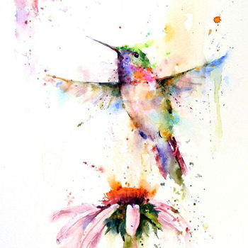 350x350 Abstract Bird Watercolor Painting - Chinese Watercolor