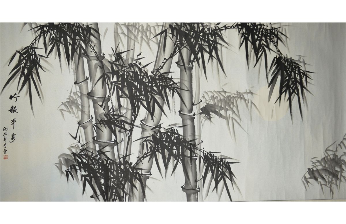 1200x779 Chinese Watercolour Painting Scroll Bamboo Li Yue - Chinese Watercolor