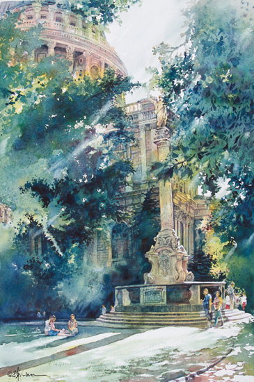 365x550 Chinese Landscape Painting, Lian Quan Zhen, Eastern Art, Watercolor - Chinese Watercolor