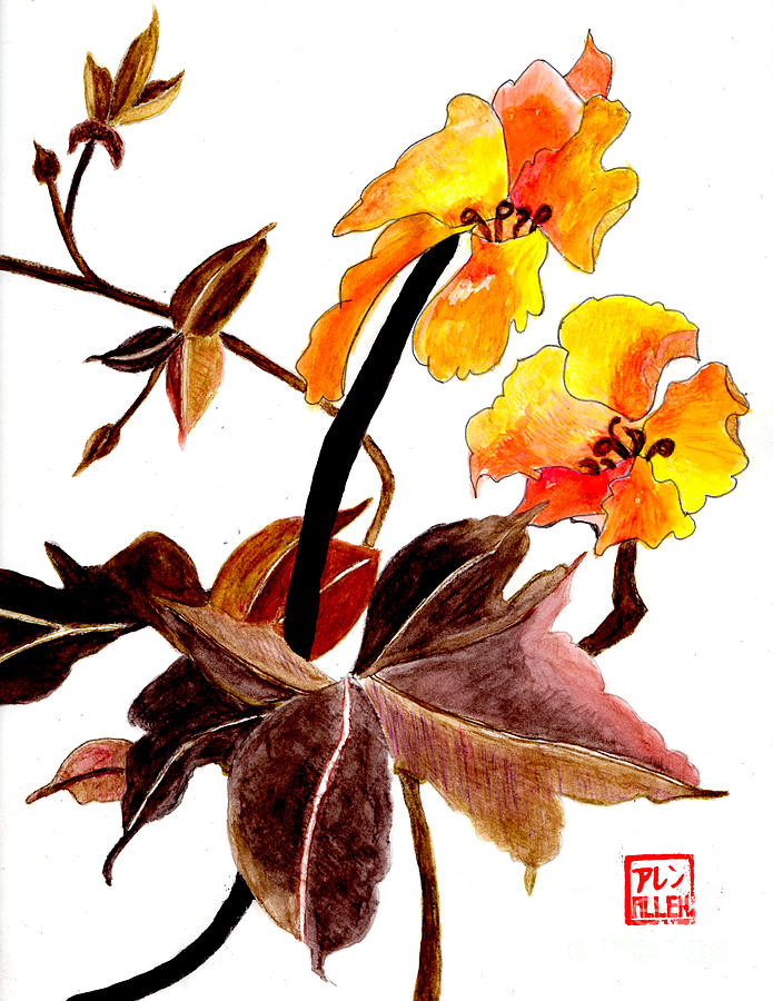 695x900 Chinese Watercolor Painting Flowers Photograph By Merton Allen - Chinese Watercolor Flowers