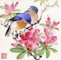 236x232 356 Best Watercolor Birds Amp Butterfly Images In - Chinese Watercolor Flowers