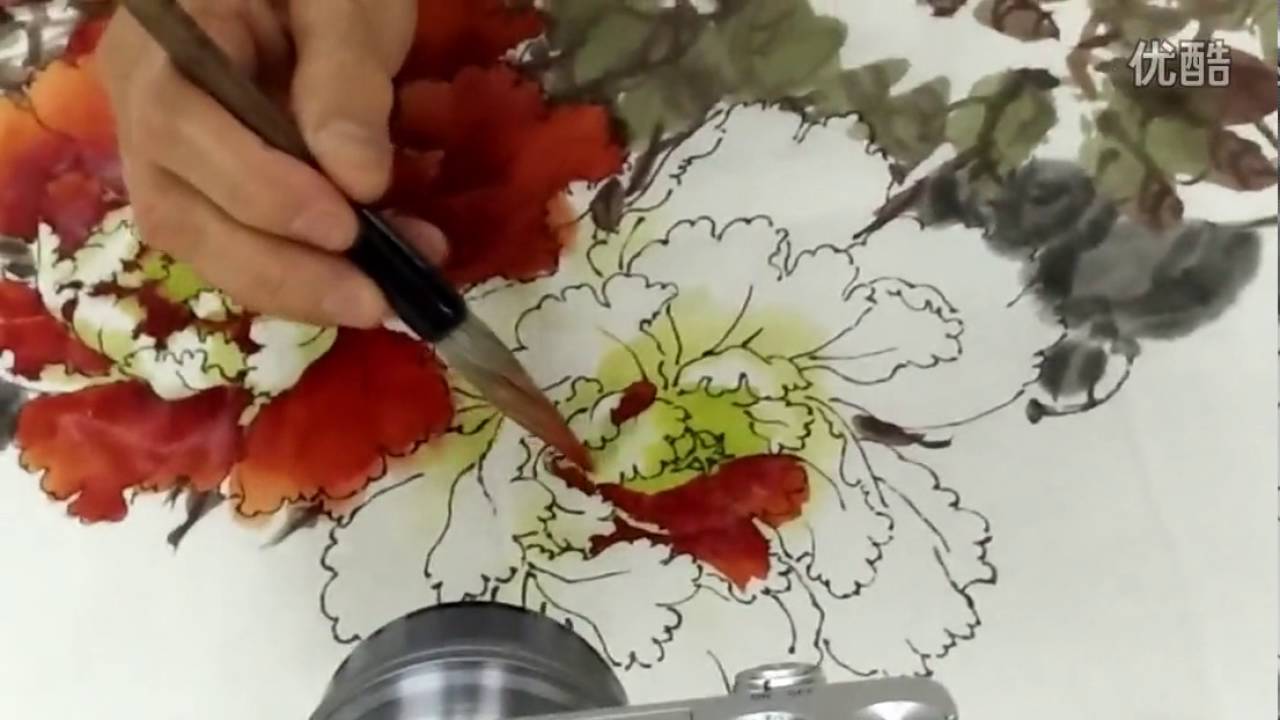 1280x720 Peony Flowers Painting In Chinese Watercolor Brushes - Chinese Watercolor Flowers