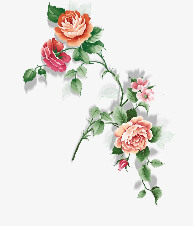 650x763 Watercolor Flowers, Watercolor Clipart, Rose, Chinese Rose Png - Chinese Watercolor Flowers