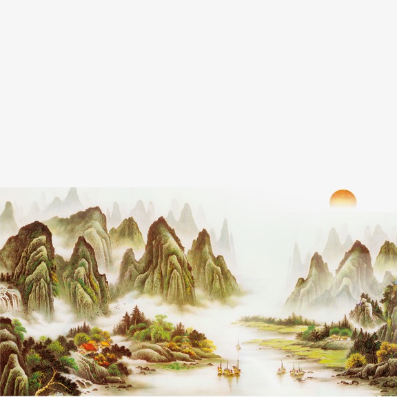 576x576 Chinese Watercolor Landscape Painting, Chinese Painting, Landscape - Chinese Watercolor Landscape