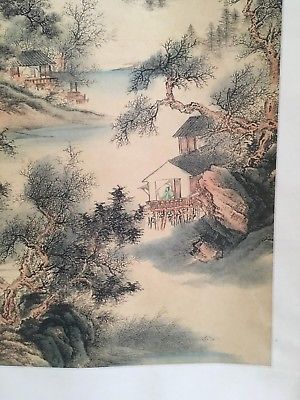 300x400 Vintage Chinese Watercolor Mountain Landscape Wall Hanging Scroll - Chinese Watercolor Landscape