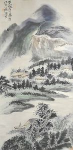 146x300 Vintage Chinese Watercolor Landscape Wall Hanging Scroll Painting - Chinese Watercolor Landscape
