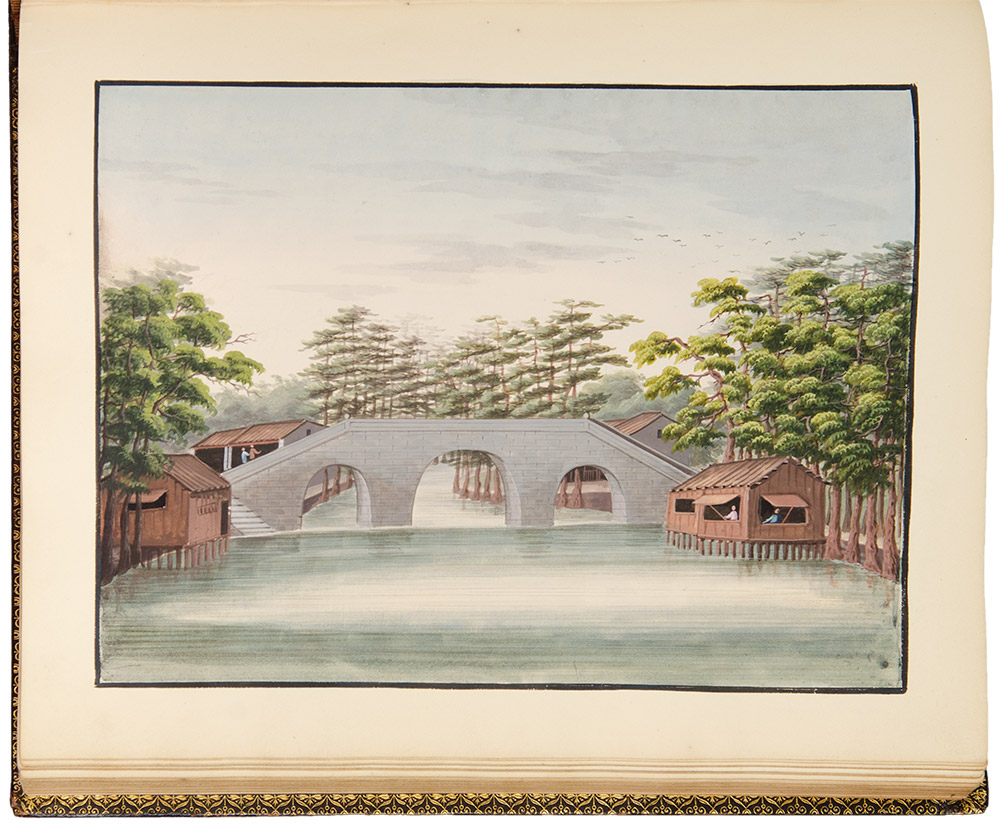 1000x826 Album Of Exceptional Watercolours Of Members Of The Chinese Court - Chinese Watercolor Landscape