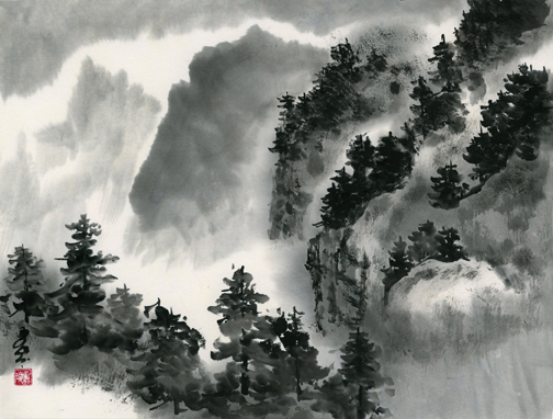 504x382 Chinese Brush Painting, Chinese Watercolor, Pomo, Splashing Ink - Chinese Watercolor Landscape Paintings