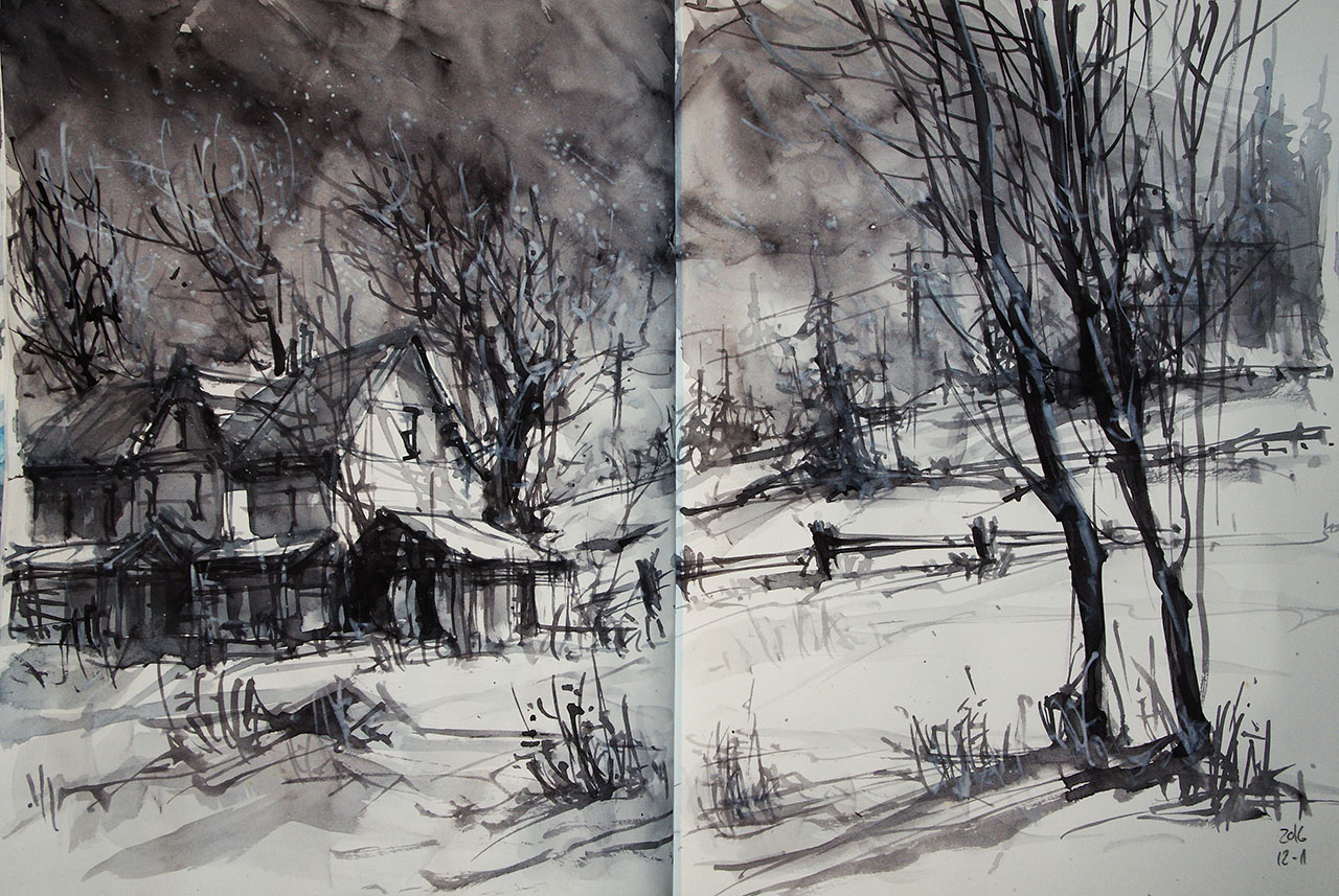 1280x857 Winter Using Chinese White Brushpark Watercolors - Chinese White Watercolor