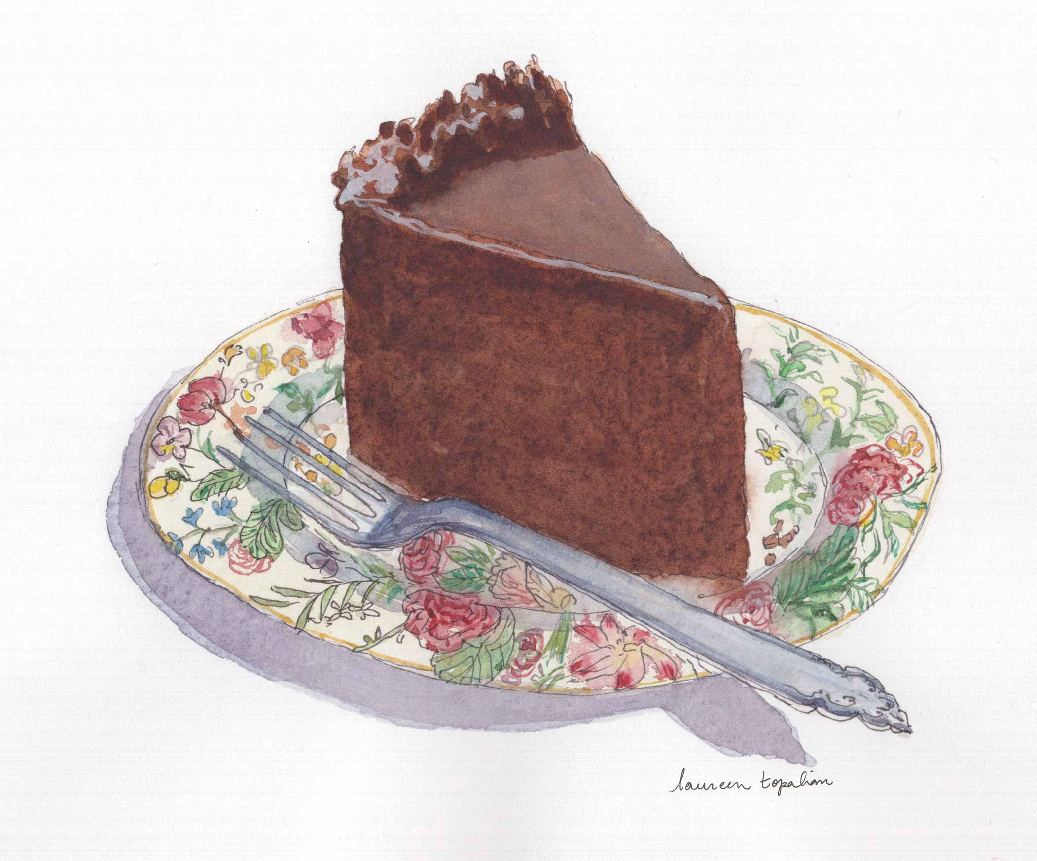 2103x1747 Original Watercolor Dessert Chocolate Cake Cooking Etsy - Chocolate Cake Watercolor