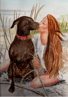 268x383 Custom, Watercolor Artist In St. Johns, Fl - Chocolate Lab Watercolor