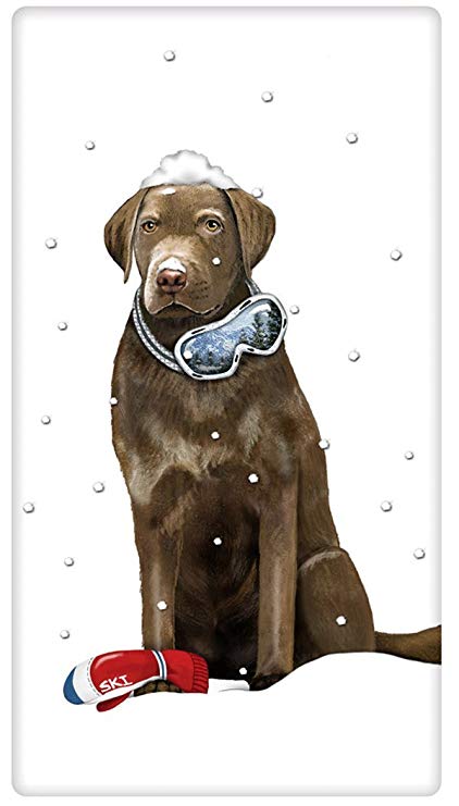 422x741 Winter Chocolate Labrador Lab Dog 100% Cotton Flour - Chocolate Lab Watercolor