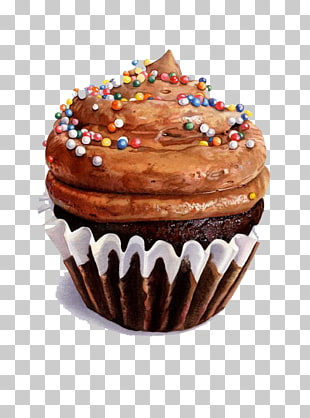 310x418 Cupcake Art Watercolor Painting Drawing, Chocolate Cake Png - Chocolate Watercolor
