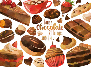 350x258 Watercolor Chocolate Clipart By Digitalartsi Teachers Pay Teachers - Chocolate Watercolor