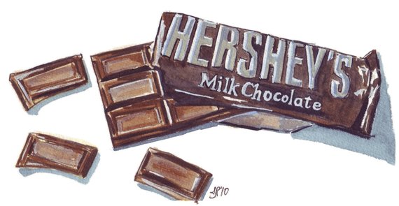 570x295 Watercolor Painting Chocolate Bar Watercolor Art Print 5x7 Etsy - Chocolate Watercolor