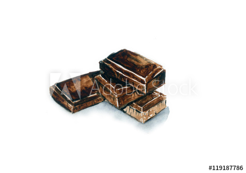 500x353 Chocolate, Watercolor Painting Isolated On White Background - Chocolate Watercolor
