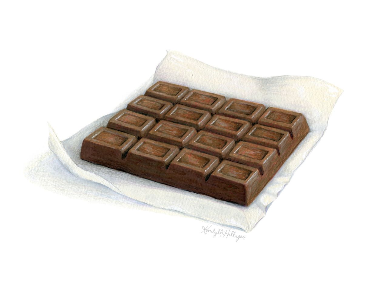 1280x930 Chocolate Bar, 2015 9x12, Watercolor, Colored Pencil, Sort - Chocolate Watercolor