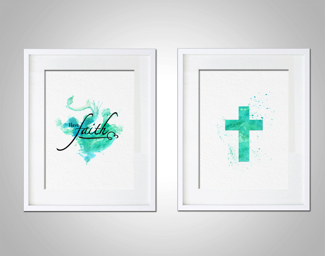 1140x900 Watercolor Art Print Religious Christian Typography Set Of 2 - Christian Watercolor
