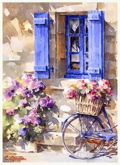409x561 Stop...have A Chat Art Friday Christian Graniou Watercolor - Christian Watercolor Paintings