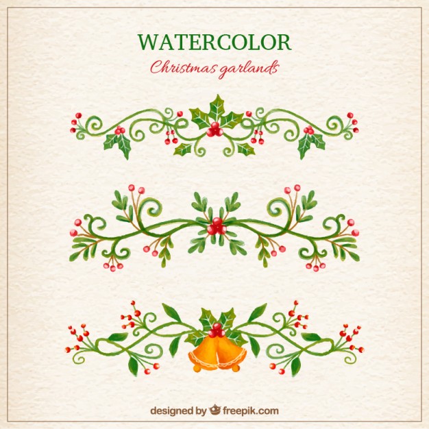 626x626 Watercolor Christmas Garlands Vector Premium Download - Christmas Garland Watercolor