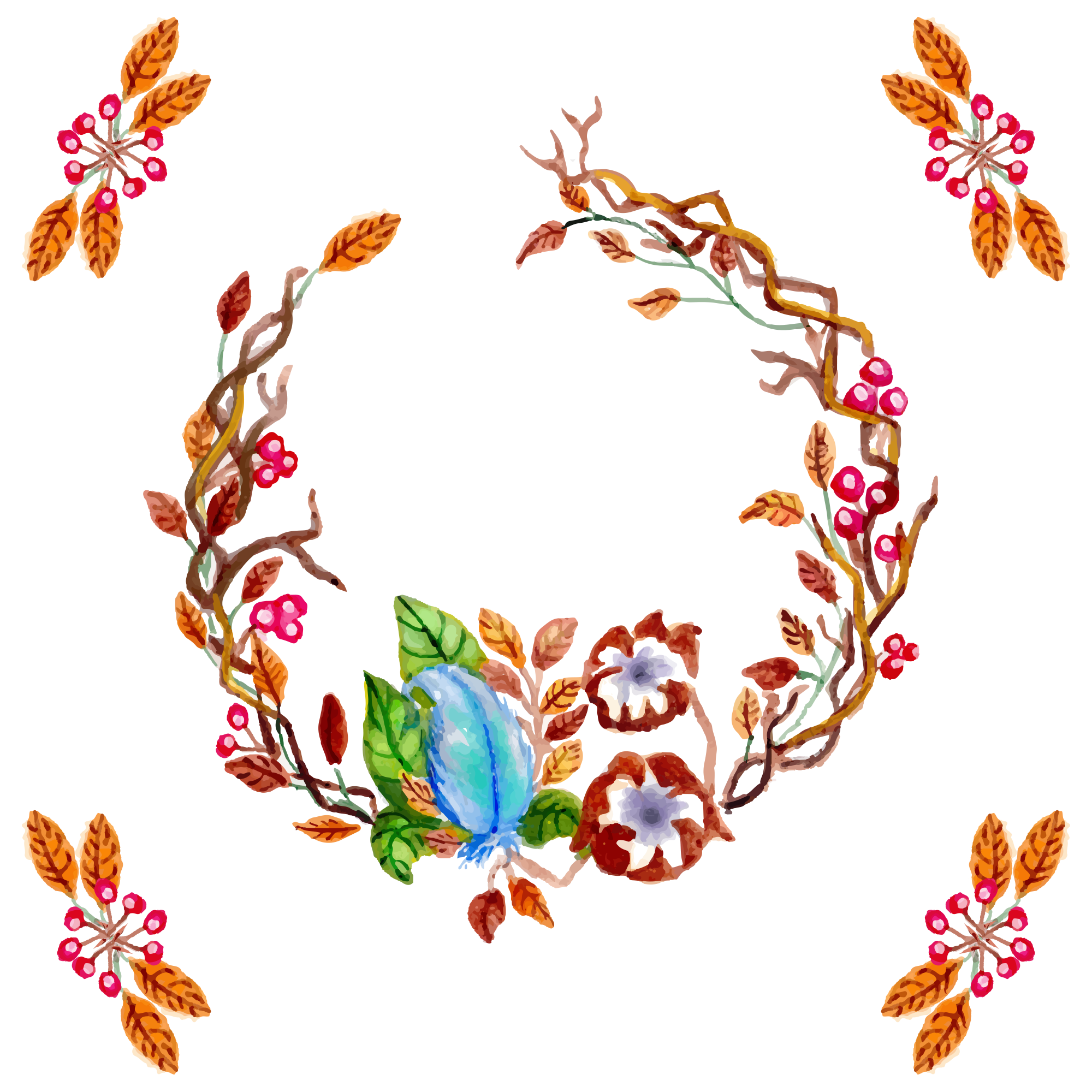 2000x2000 Wreath Christmas Garland - Christmas Garland Watercolor