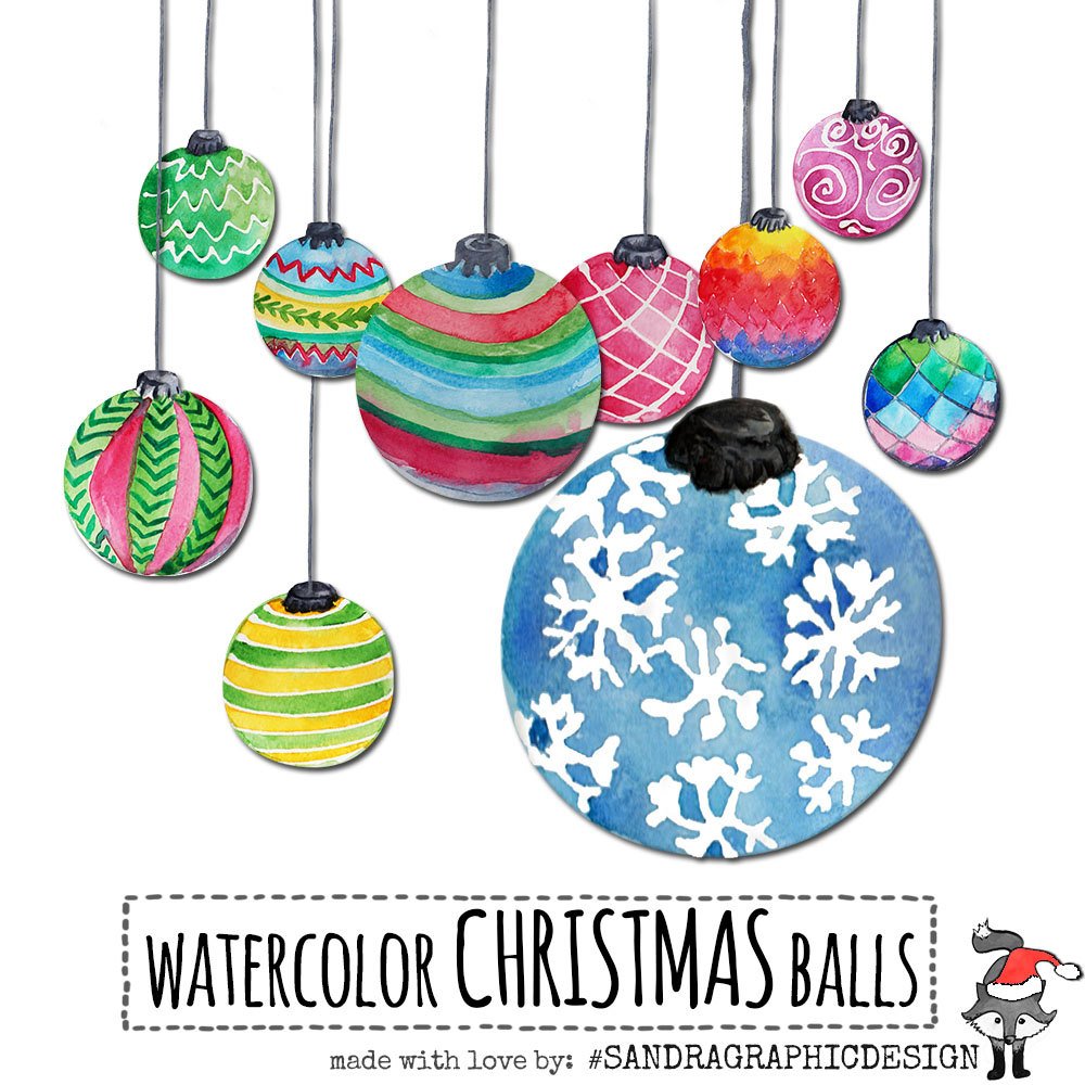 1000x1000 Christmas Clip Art Hand Painted Watercolor - Christmas Ornament Watercolor