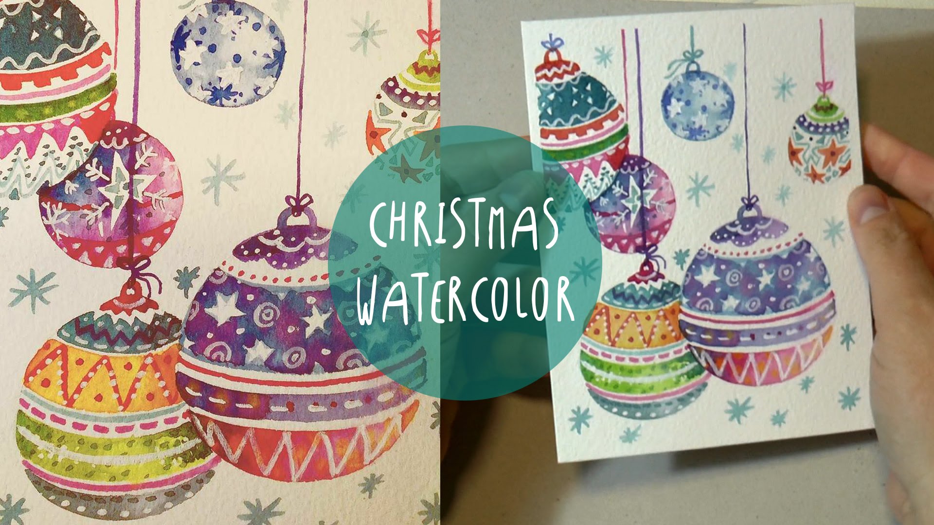 1920x1080 Watercolor For Christmas How To Paint Xmas Ornaments Speed - Christmas Ornament Watercolor