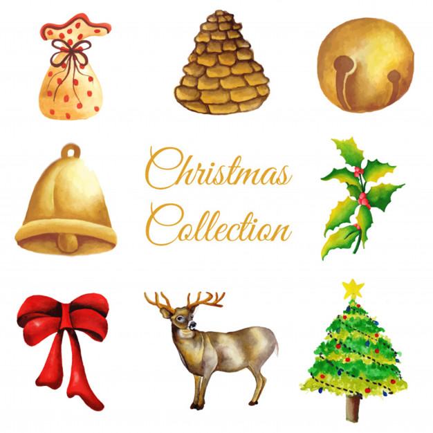 626x626 Watercolor Christmas Ornaments Collection Vector Free Download - Christmas Ornament Watercolor