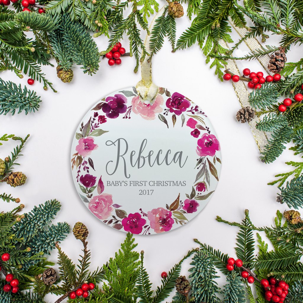 1024x1024 Watercolor Wreath Pink Christmas Ornament Pipsy - Christmas Ornament Watercolor