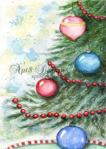 429x600 Christmas Scene No.2 - Christmas Scene Watercolor