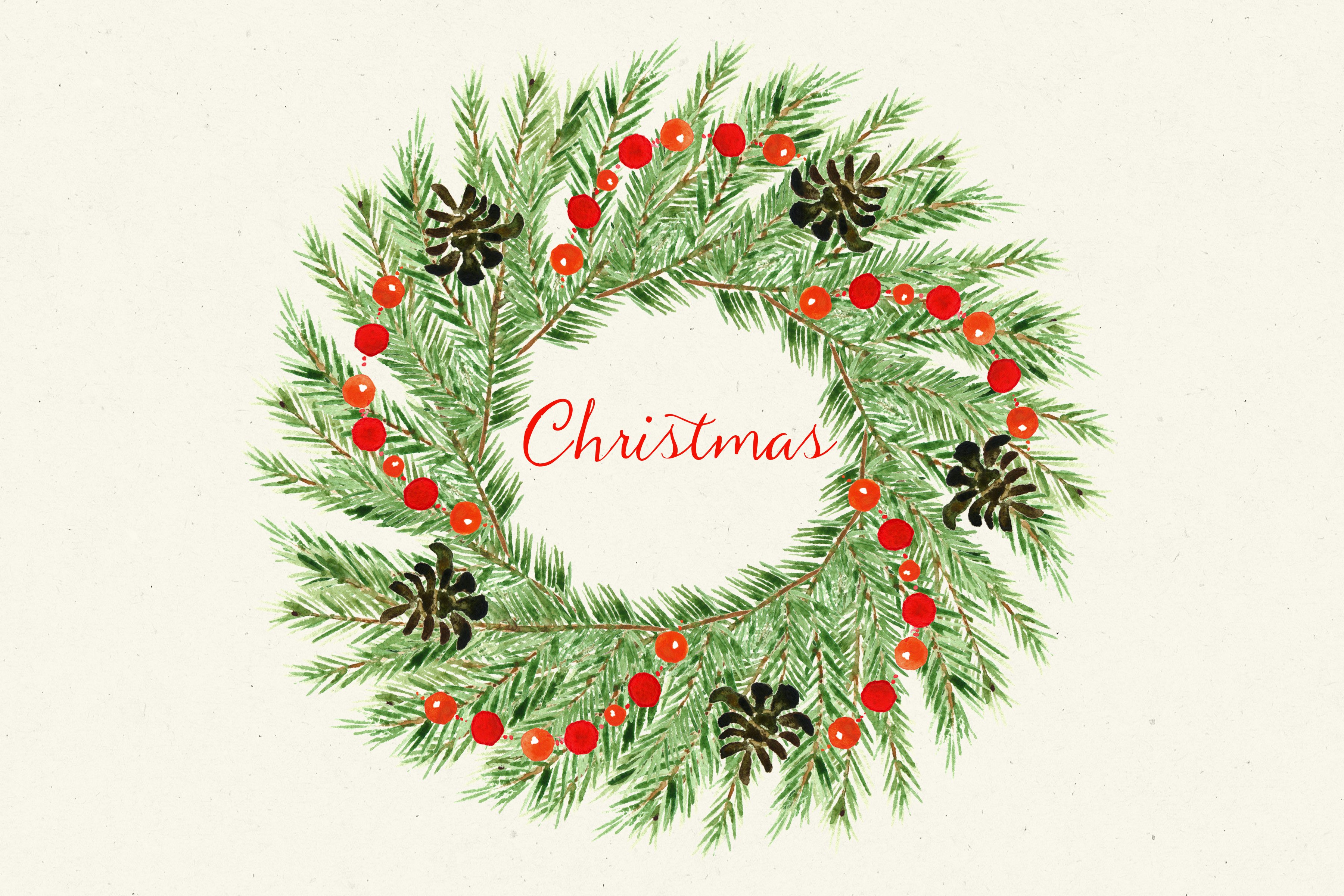 3600x2400 Winter Christmas Watercolor Clipart - Christmas Watercolor