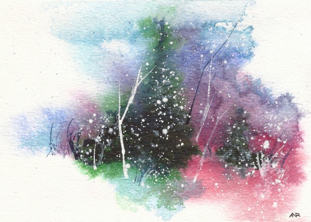 613x438 Christmas Card Set, Winter Solstice, Holiday Amp Seasonal Cards Aftcra - Christmas Watercolor Art