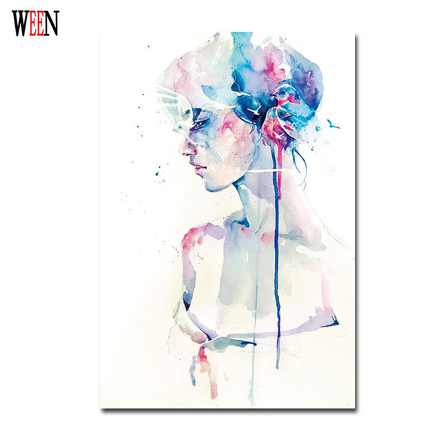 640x640 Elegant Girl Pictures Watercolor Paintings Abstract Wall Art - Christmas Watercolor Art