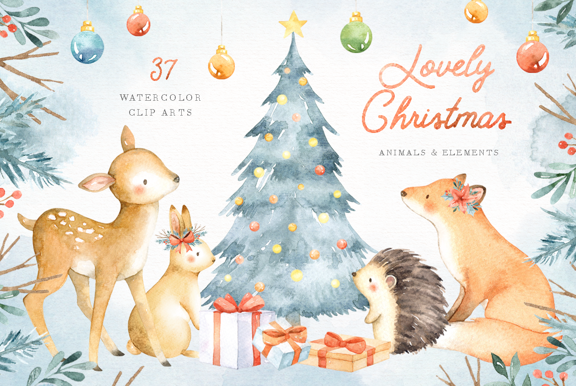 1160x778 Lovely Christmas Watercolor Clip Art By Everysunsun - Christmas Watercolor Art