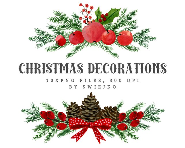 642x514 Christmas Watercolor Clipart Holiday Decoration Christmas Etsy - Christmas Watercolor Clipart
