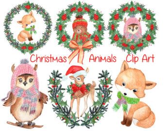 340x270 Watercolor Christmas Clipart Watercolor Animals Christmas - Christmas Watercolor Clipart