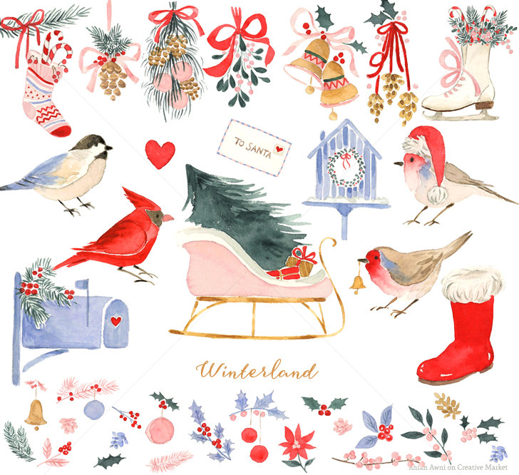 728x666 Watercolor Clipart Holiday Free Collection Download And Share - Christmas Watercolor Clipart