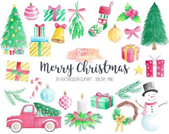 340x270 Watercolor Clipart Etsy - Christmas Watercolor Clipart