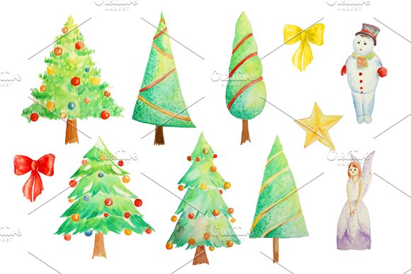 580x387 Watercolor Clipart Tree - Christmas Watercolor Clipart
