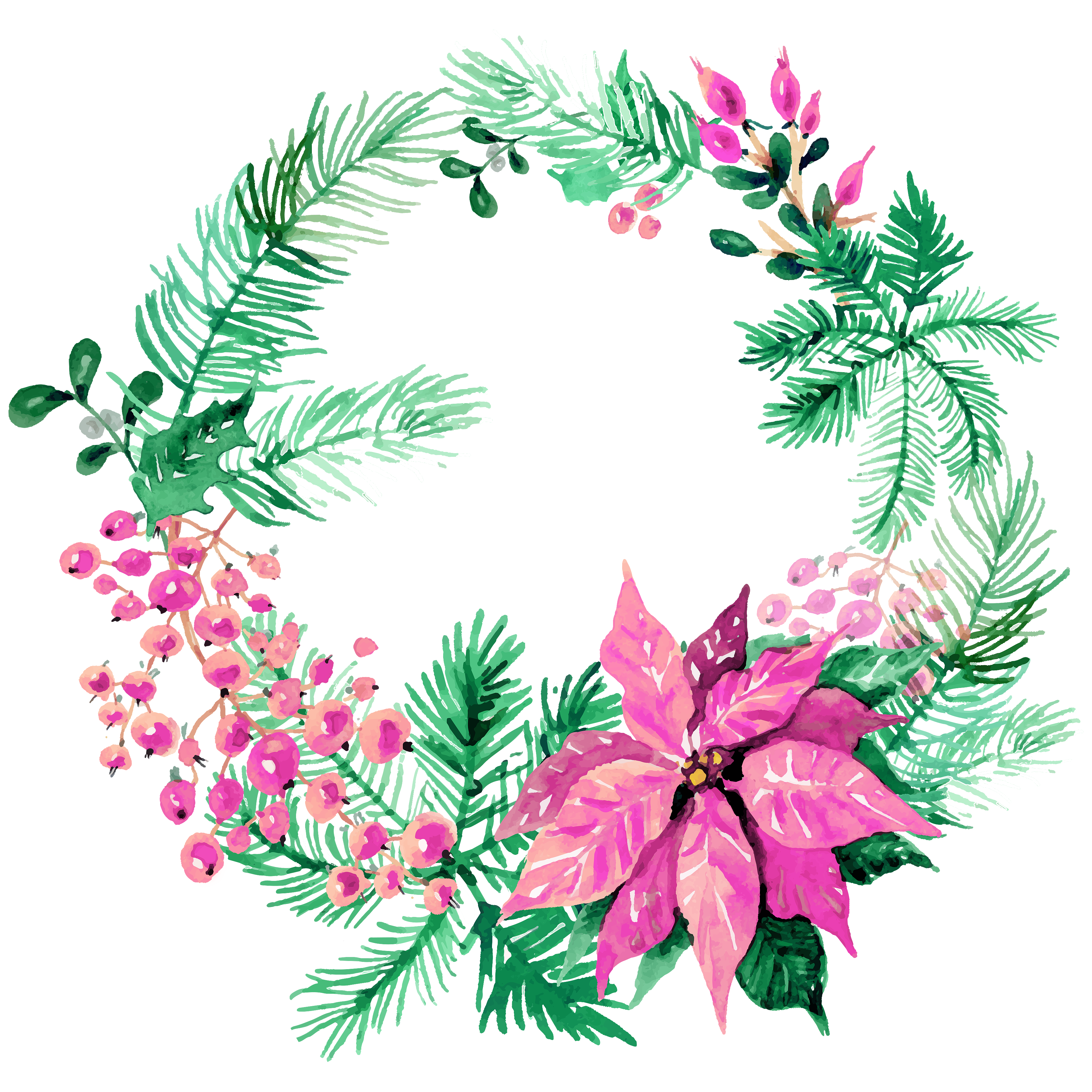 3600x3600 Free Christmas Watercolor Wreaths! - Christmas Watercolor Images